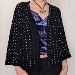 Vintage Beaded Crochet Shawl Whimsigoth